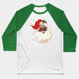 Retro Black Santa Claus Mid Century Modern Cute Santa Claus Baseball T-Shirt